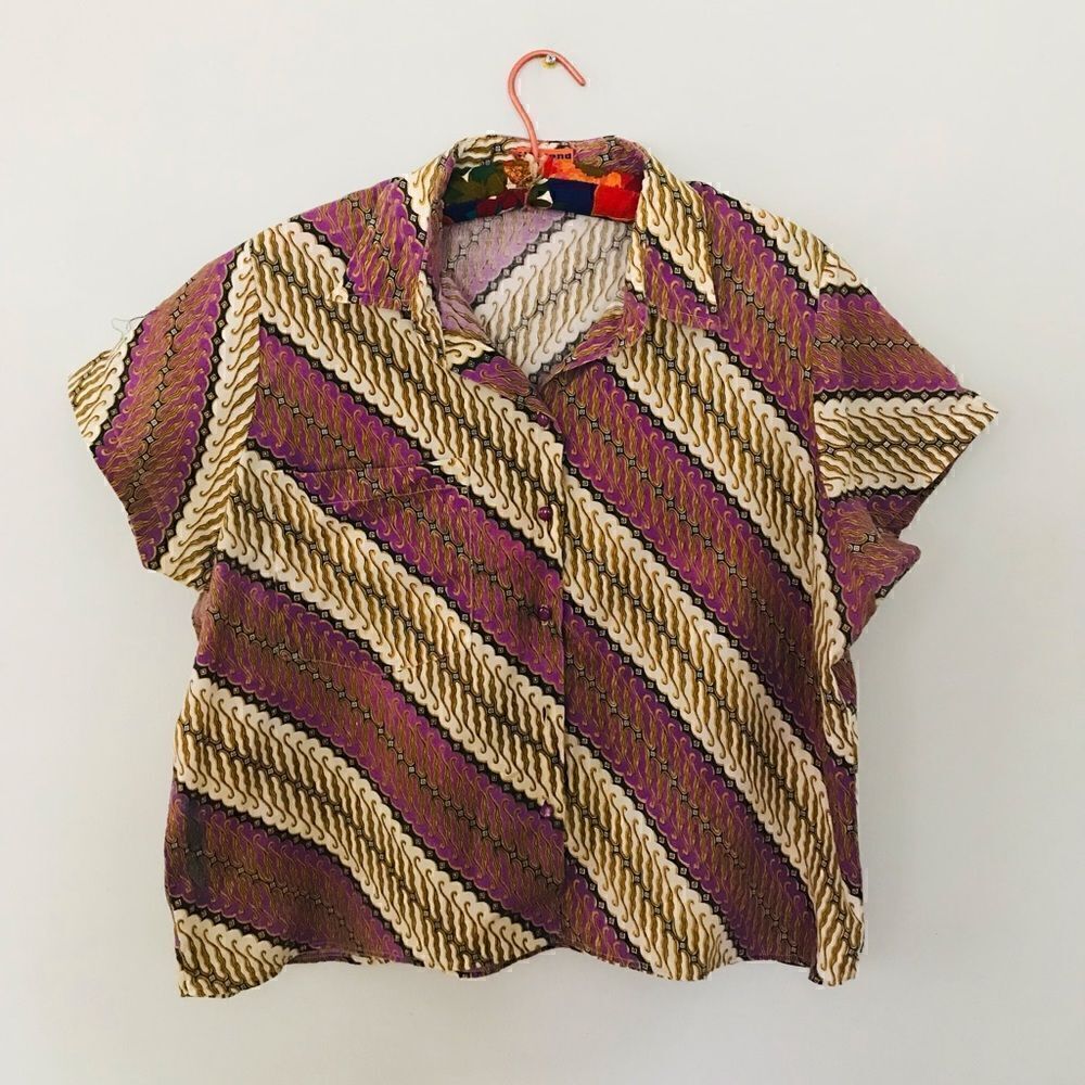 Vintage | womens multicolored button up top